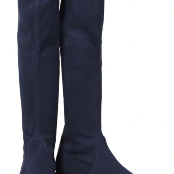 Stuart Weitzman Kneezie Suede Boots Navy sz 8.5 - Picture 5 of 11